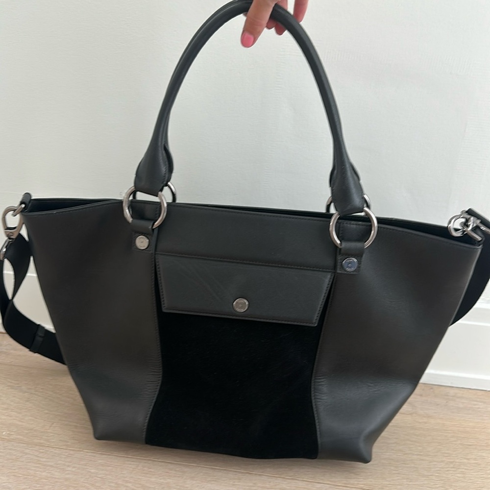All Saints Black Leather Tote Bag
